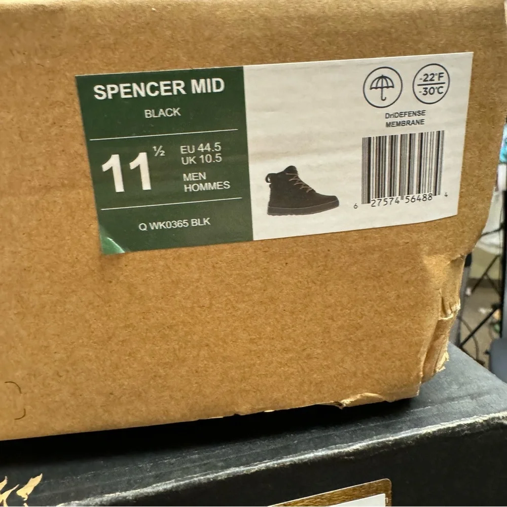 Kamik Mens Spencer Mid Waterproof Boot Black Size 11.5 M